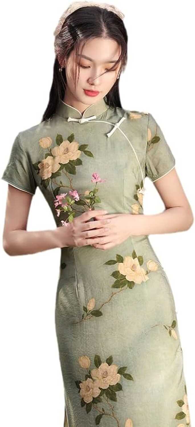 Womens Chinese Dress - Female Elegant Cheongsam Retro Temperament ...