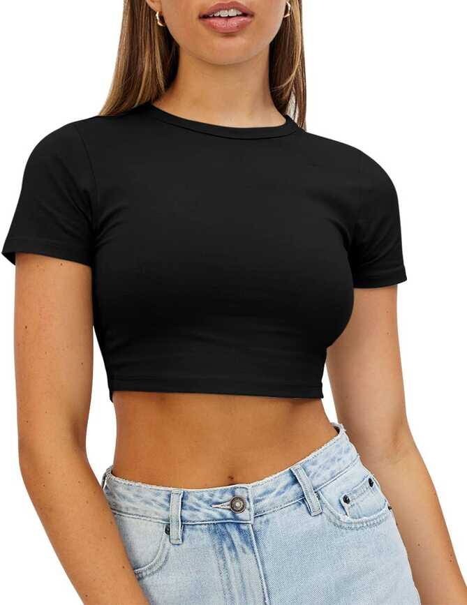 Womens Cute Crop Tops: Slim Fit Short Sleeve T Shirts for Teen Girls