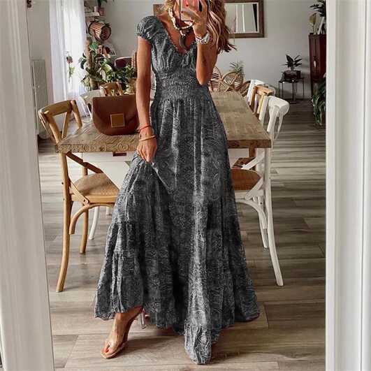 Womens Plus Size Holiday Boho Dress Ladies Summer Beach Long Maxi ...