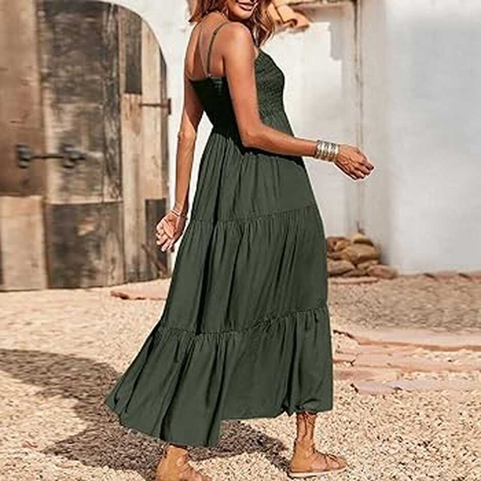 Womens Summer Dresses 2024 Spaghetti Straps Sleeveless Maxi Dress ...