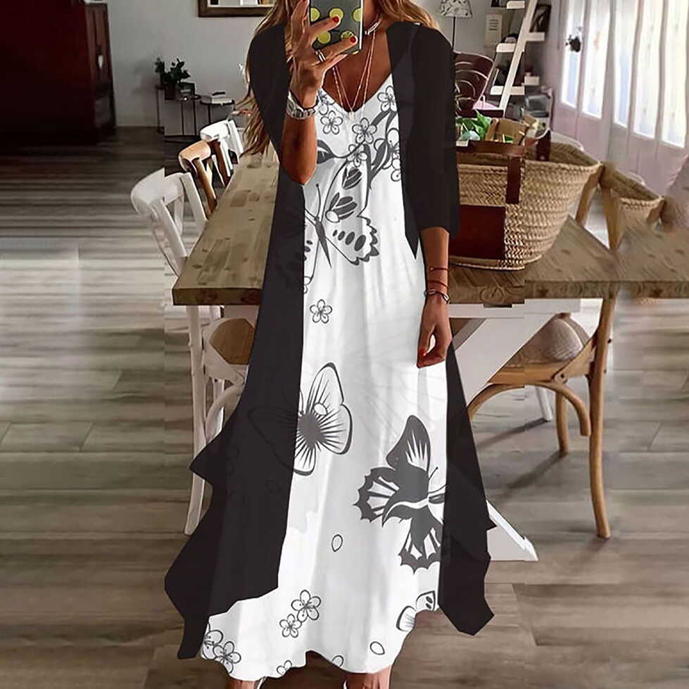 Womens Summer Dresses Flowy Elegant Floral Print Plus Size ...