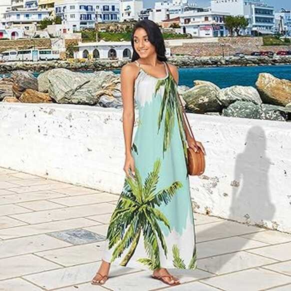 Womens Sun Dresses Loose Long Beach Dress Island Vacation Outfits ...