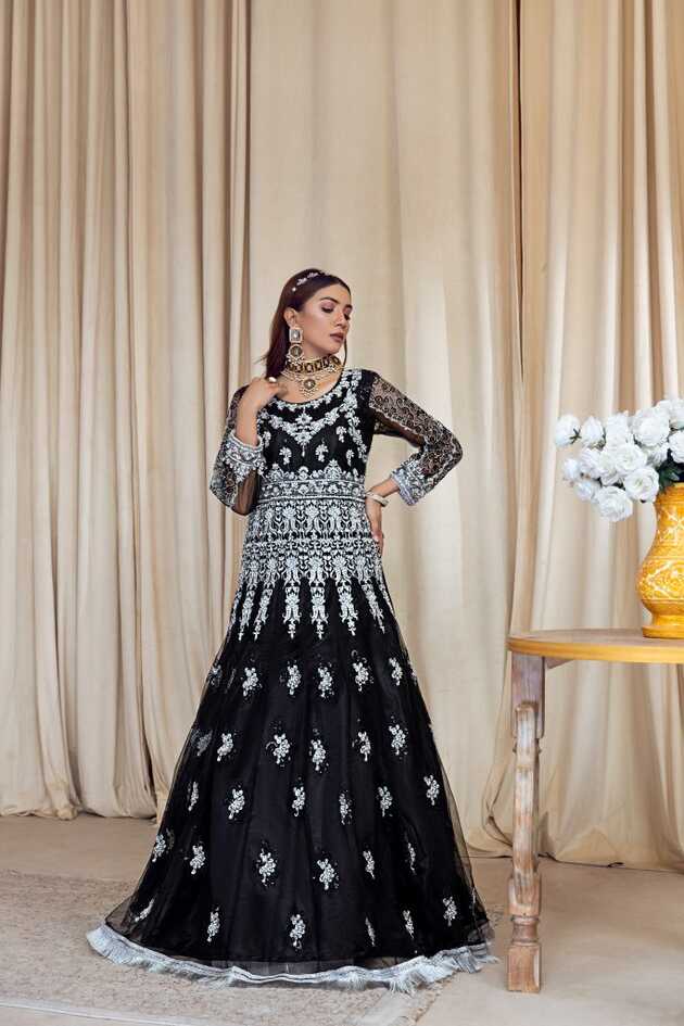 Wonderful Pakistani Black Bridal Maxi Dress: Embroidered, 51% OFF