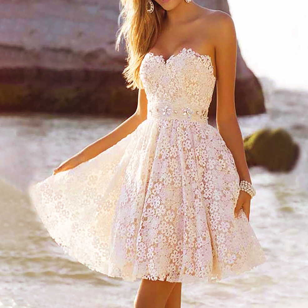 Wycnly Flowy Party Casual Dresses For Women | Lace Strapless ...