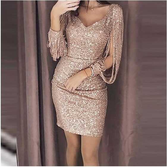 XYBB Dresses Women Party Dress Bodycon Sexy Sequin Dress Night ...