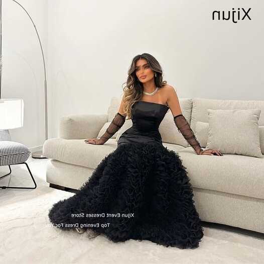 Xijun Black Ball Gowns Long Evening Dresses Tulle Elegant Wedding ...