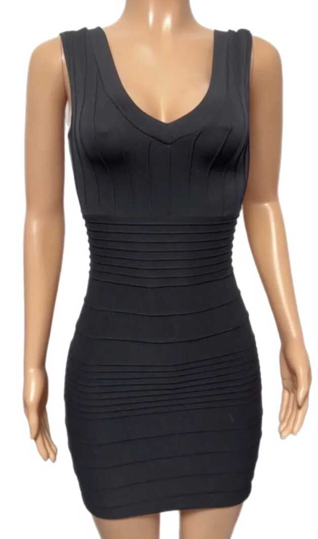 Y2K Black V-neck stretch Textured Body Con seamless Tight Mini ...