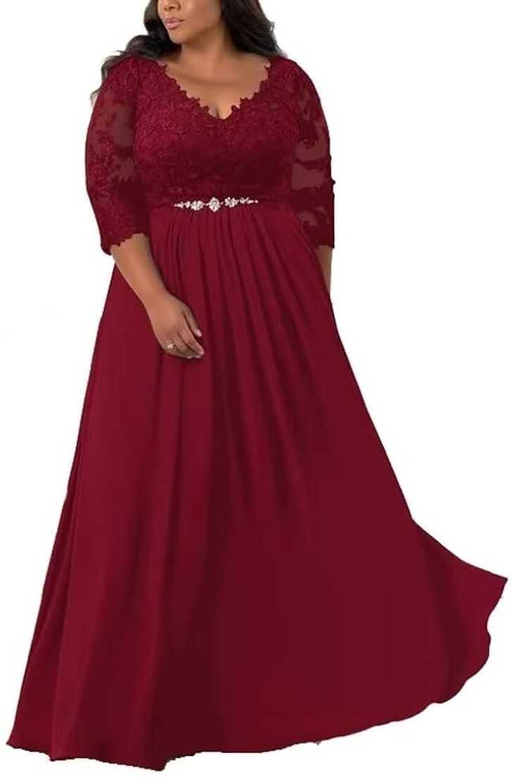 YARLVI Burgundy Bride Mother Dresses for Wedding Plus Size Long ...