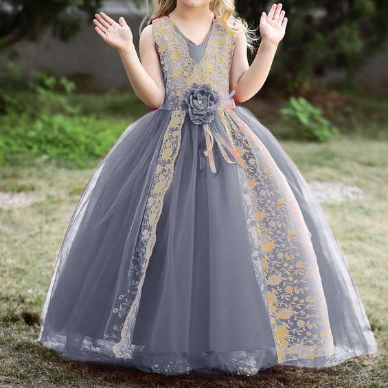 YDOJG Girls Dress Princess Dress Sleeveless Long Dress Flower Girl ...