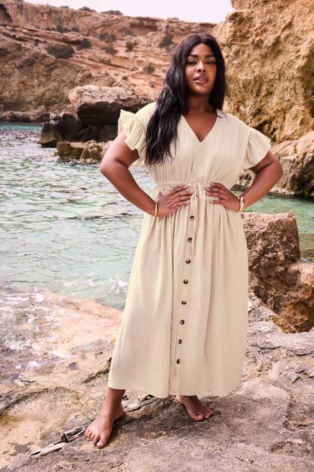 YOURS Plus Size Stone Brown Boho Maxi Dress | Yours Clothing