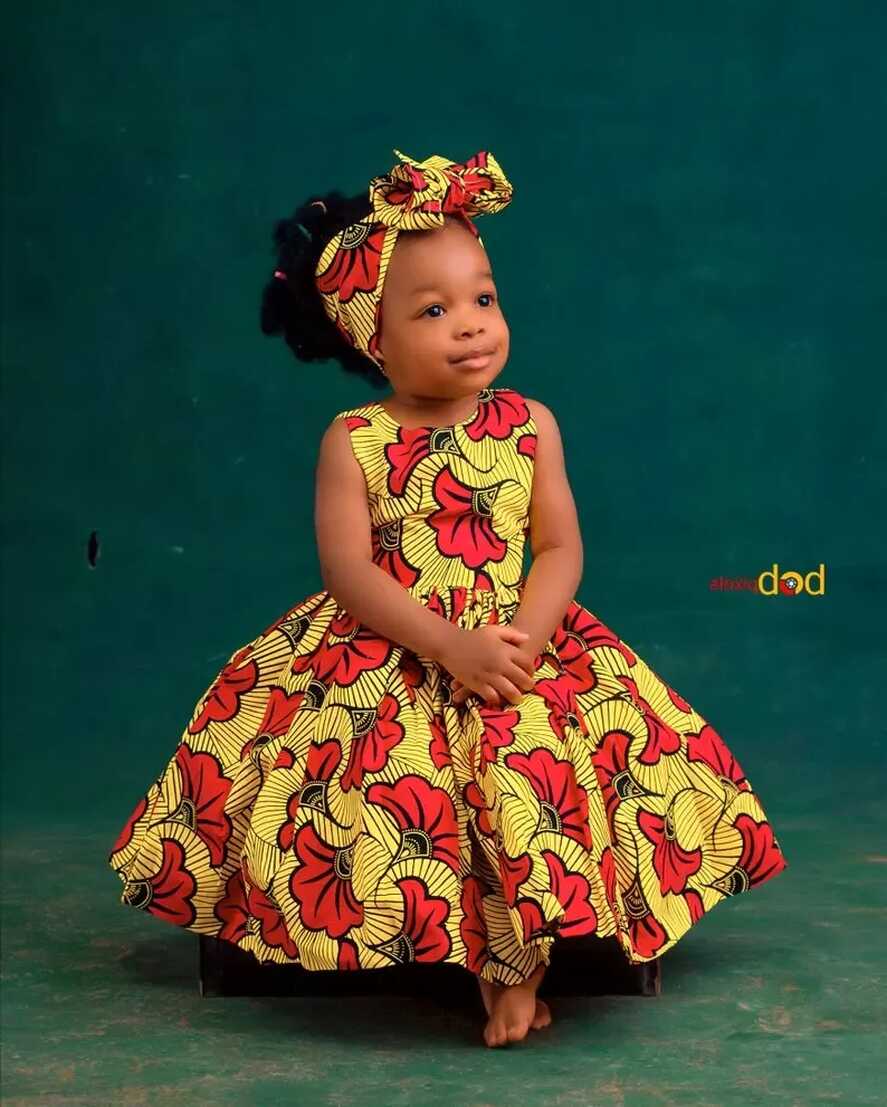 Yellow African Print Dress For Girls