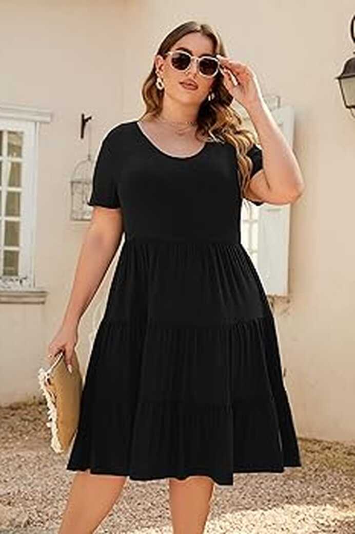 Younrui Women&#39;s Plus Size Casual Summer Dresses Short Sleeve Relax ...