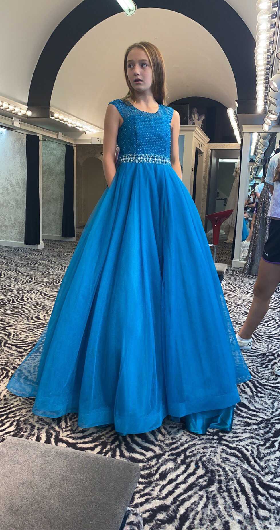 Youth size 12 Girls Size 12 Pageant Blue Ball Gown on Queenly