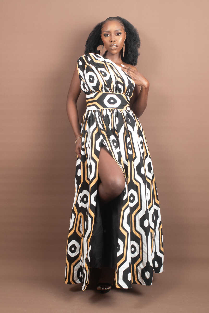 ZOLA African Print Ankara One Shoulder Maxi Dress - Naborhi