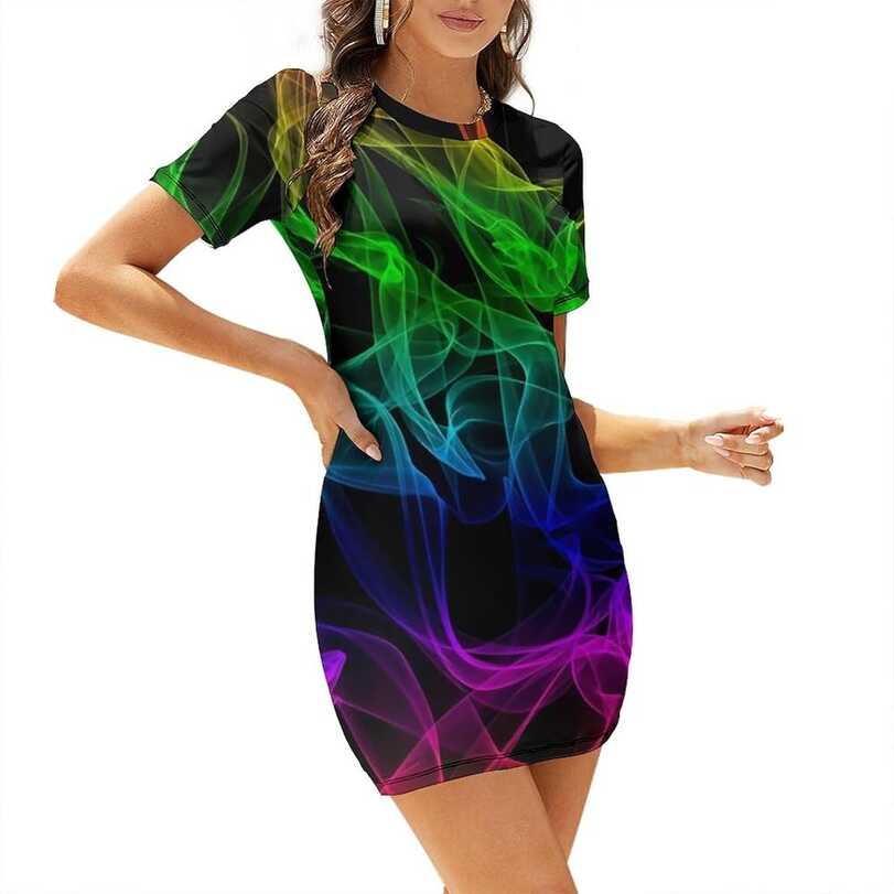 ZOPIPUQD Glow in Dark Splatter Neon (7) Dresses Casual Beach ...