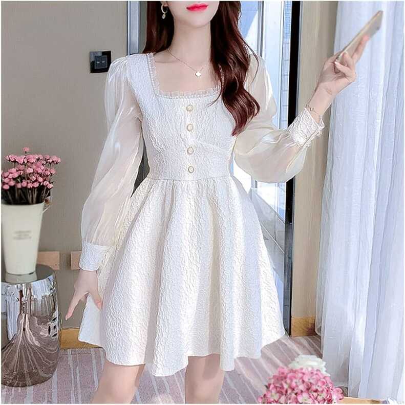 ZSQAW Elegant White Dress Women Korean Office Lady Patchwork ...