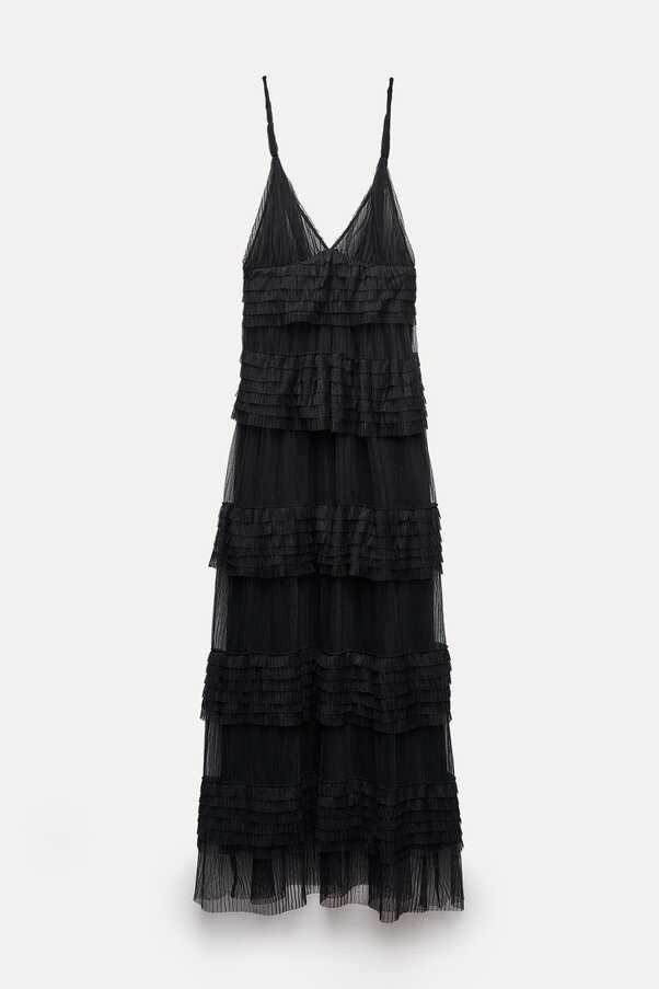 ZW COLLECTION TULLE DRESS WITH RUFFLES - Black | ZARA Australia