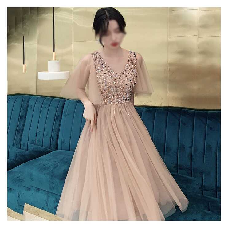 ZYZMH Elegant Tea-Length Tulle Cocktail Dresses with Short Sleeves ...