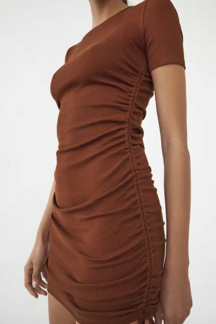 Zara + Ruched Ribbed Dress