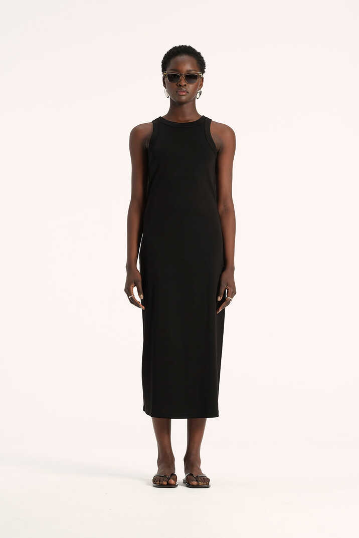 Zoe Ribbed Tank Dress Black | Elka Collective