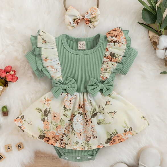 Zukuco Newborn Baby Girl Spring Summer Clothes Ruffle Sleeve ...