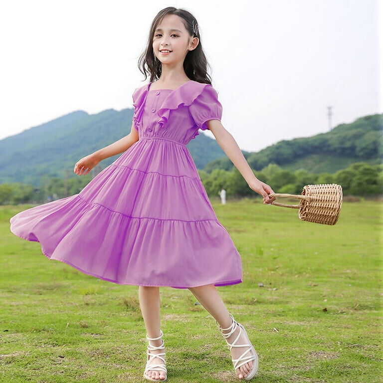 adviicd Girl Dress Short Sleeve Summer Dresses for Girls Cute ...