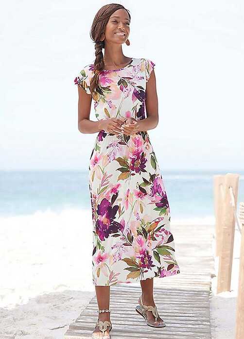 beachtime Floral Print Midi Dress | Freemans