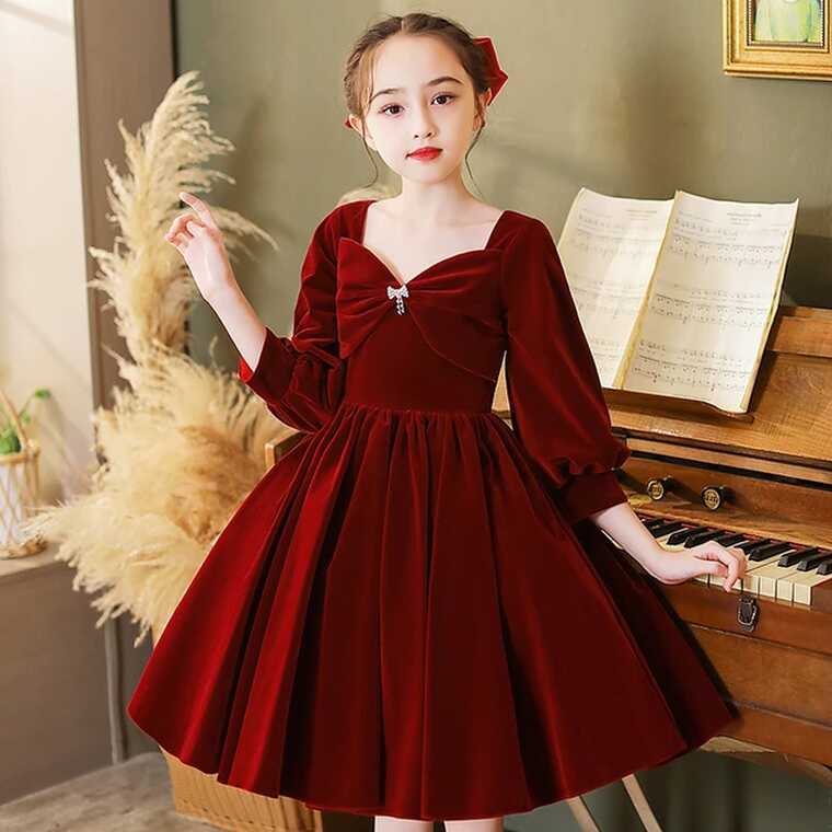 children&#39;s wear baby wedding dress Velvet Long sleeve Princess ...