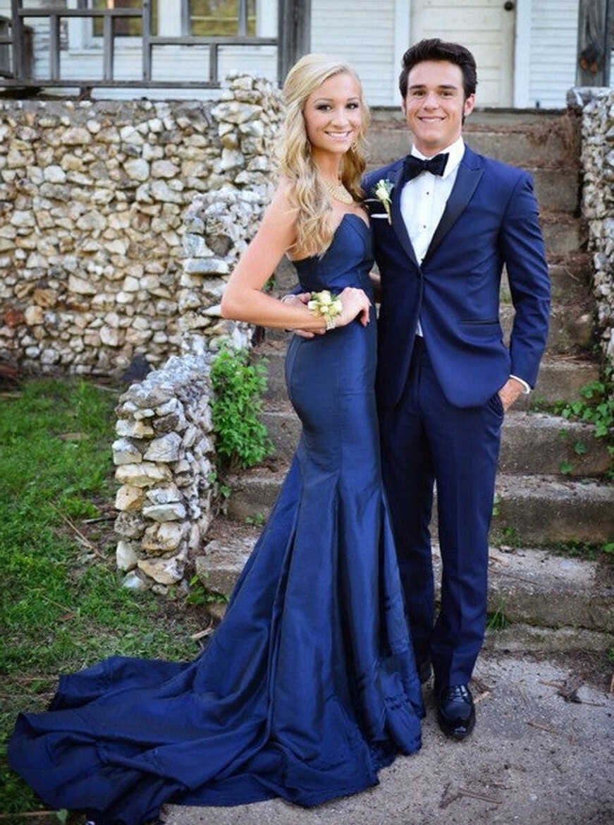 long evening Dress,mermaid Prom Dress,navy blue prom dress,elegant ...