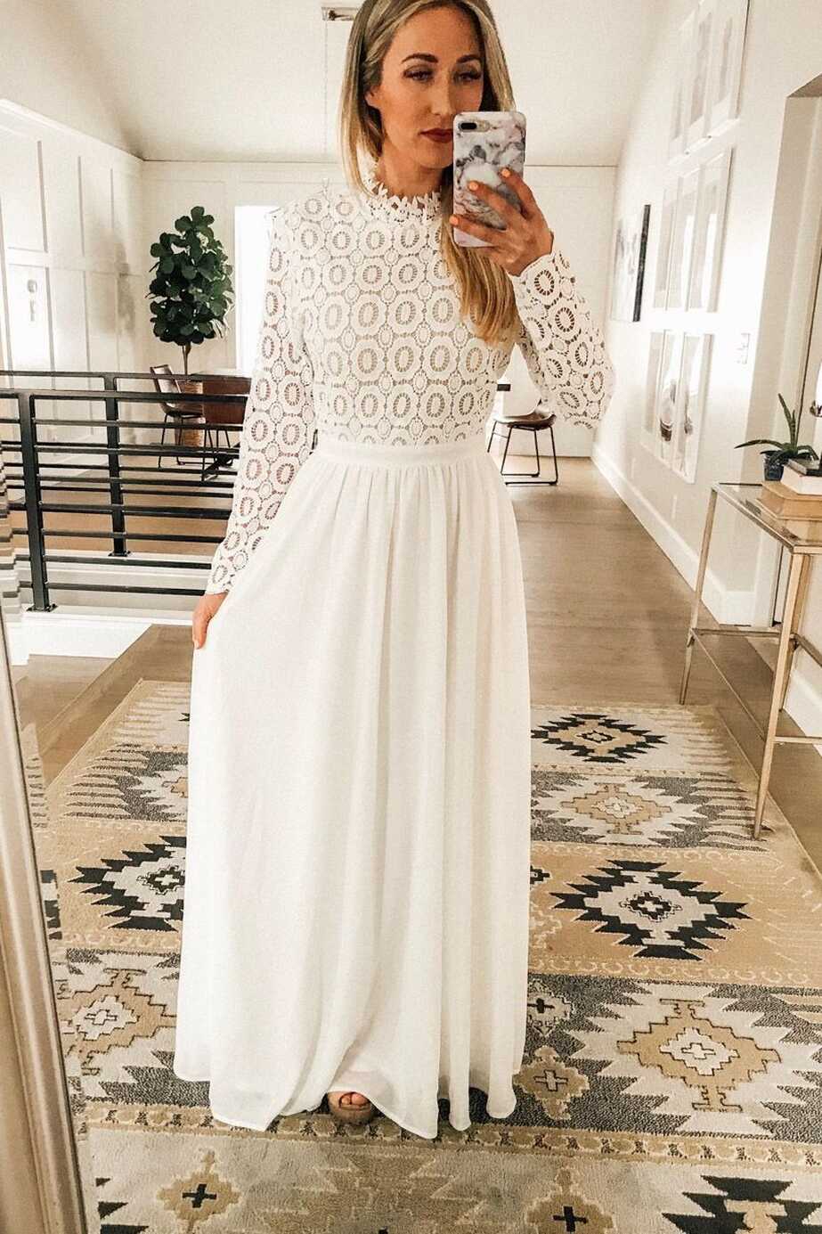 long sleeve white maxi dress. perfect temple dress or bridal ...