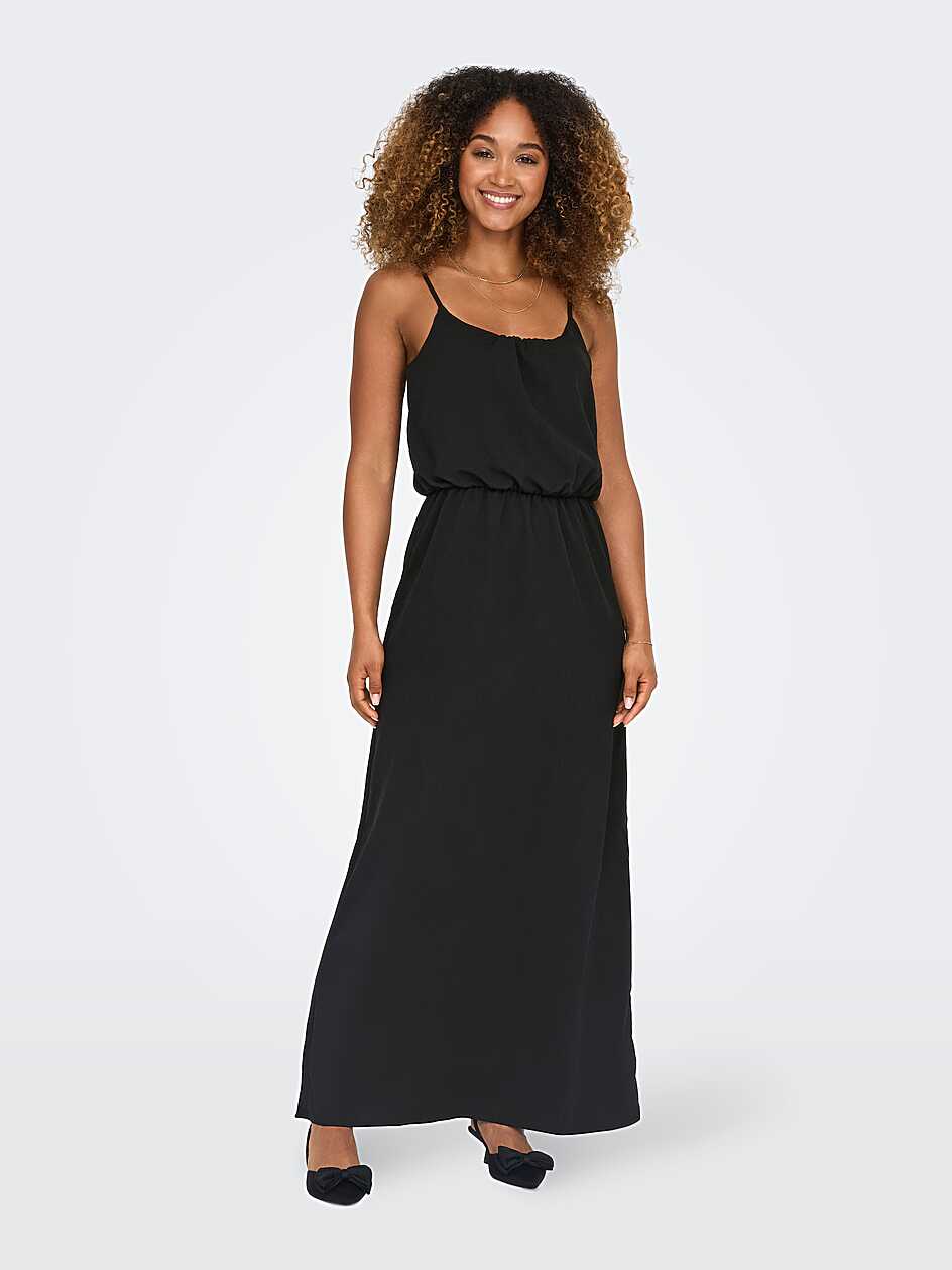 maxi dress with shoulder straps | Black | ONLY®