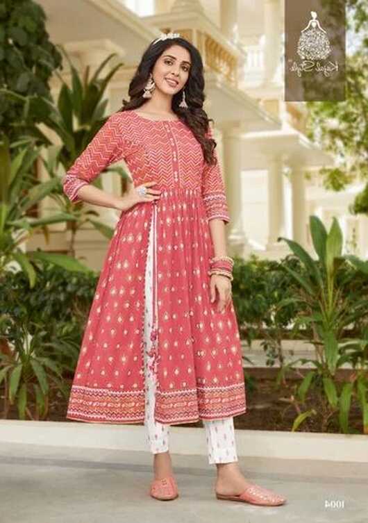 mix Printed Ladies Designer Long Gown Kurti, Anarkali, Full ...