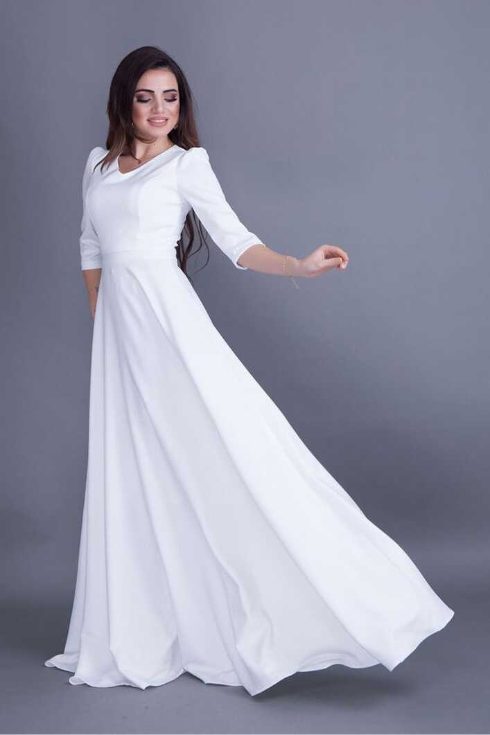 modastation Maxi Length V-Neck White Dress - Trendyol