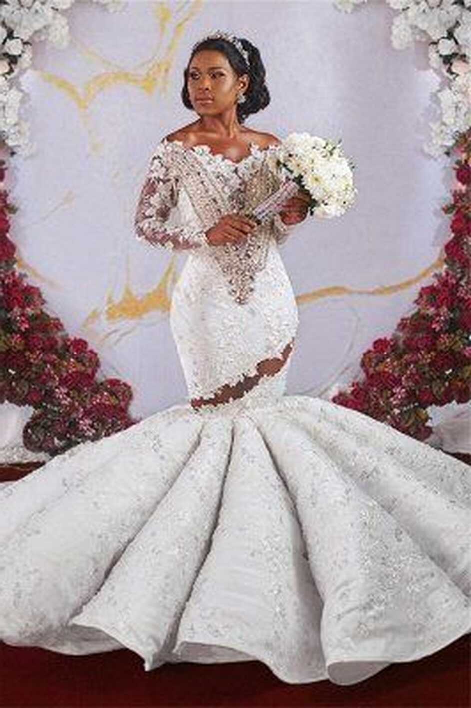 modest African wedding dresses for bride Lace Applique beaded ...