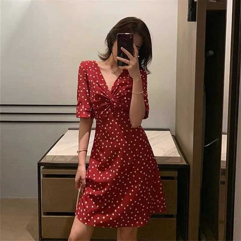 n/a Chiffon Wrap Women Dresses Midi Loose Korean Party Short ...