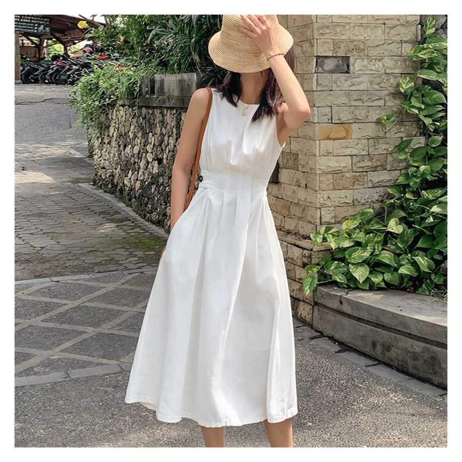 n/a Summer Women French Style Sleeveless Slim Dress Office Lady ...