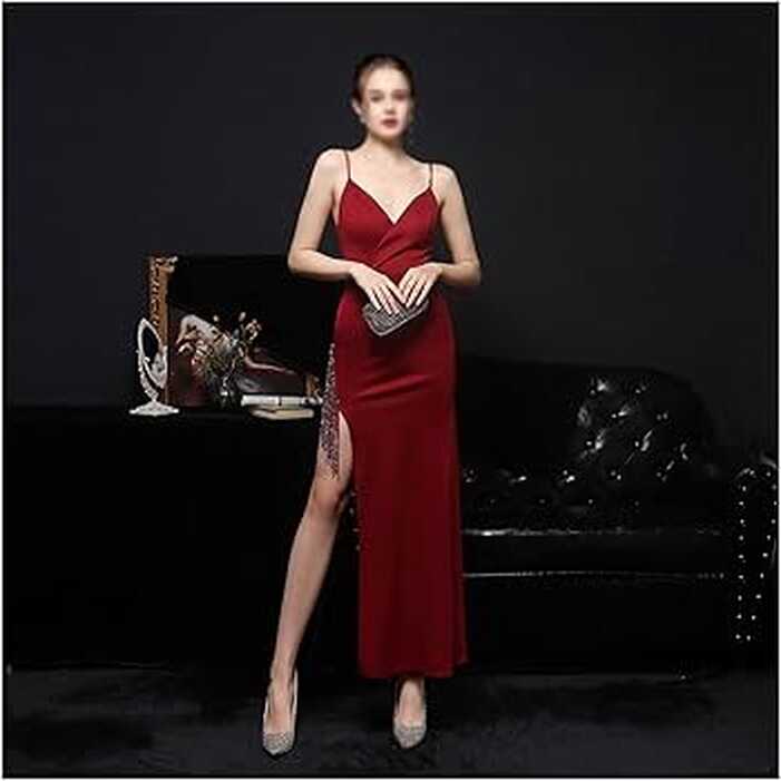 n/a Women&#39;s White High Slit Tight Evening Dress Slim Women ...