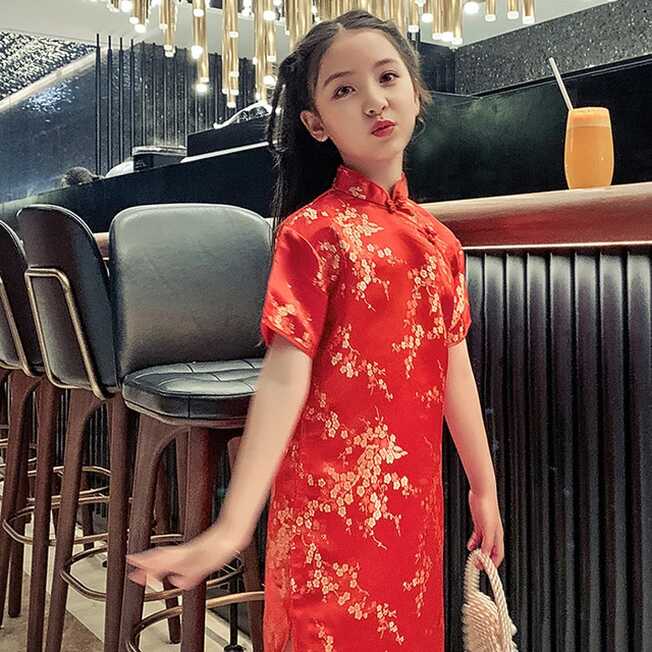 new year chinese traditional dress for kids tang qipao dress girl ...