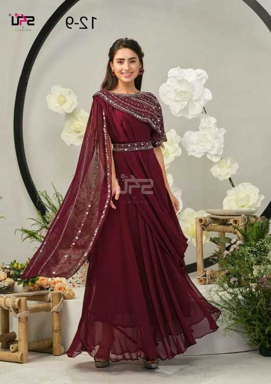 s4u 12-9 party wear look maroon colour designer evening gown ...