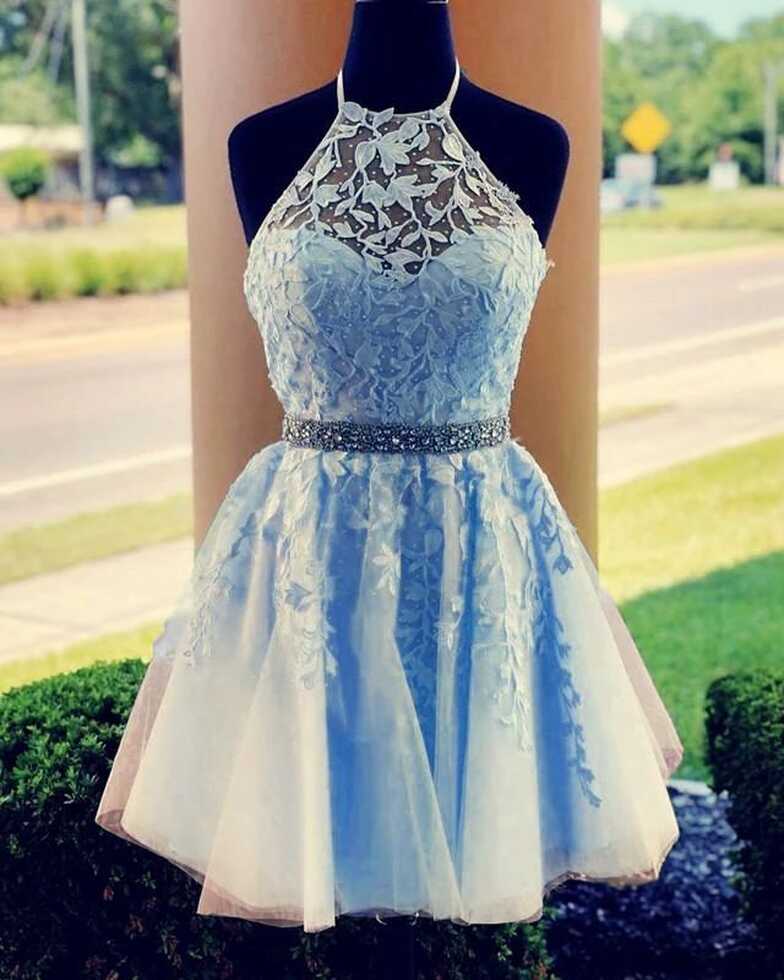 semi formal short prom dresses, light sky blue short homecoming ...