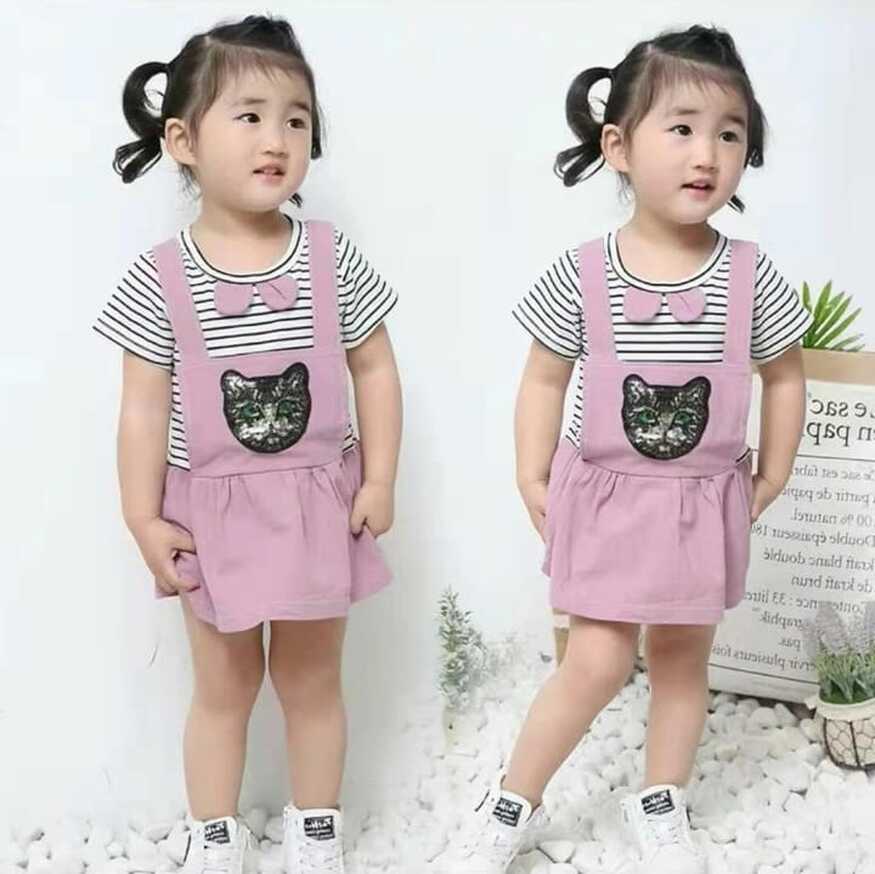 stylish baby girl dress inner linning shirt with cat romper - Nr ...