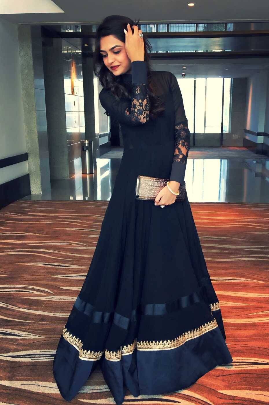 traditional #outfit #black | Simple gowns, Party wear dresses ...