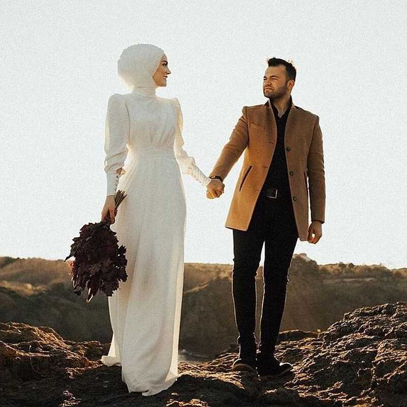 vintage simple A Line muslim wedding dresses elegant bride dress