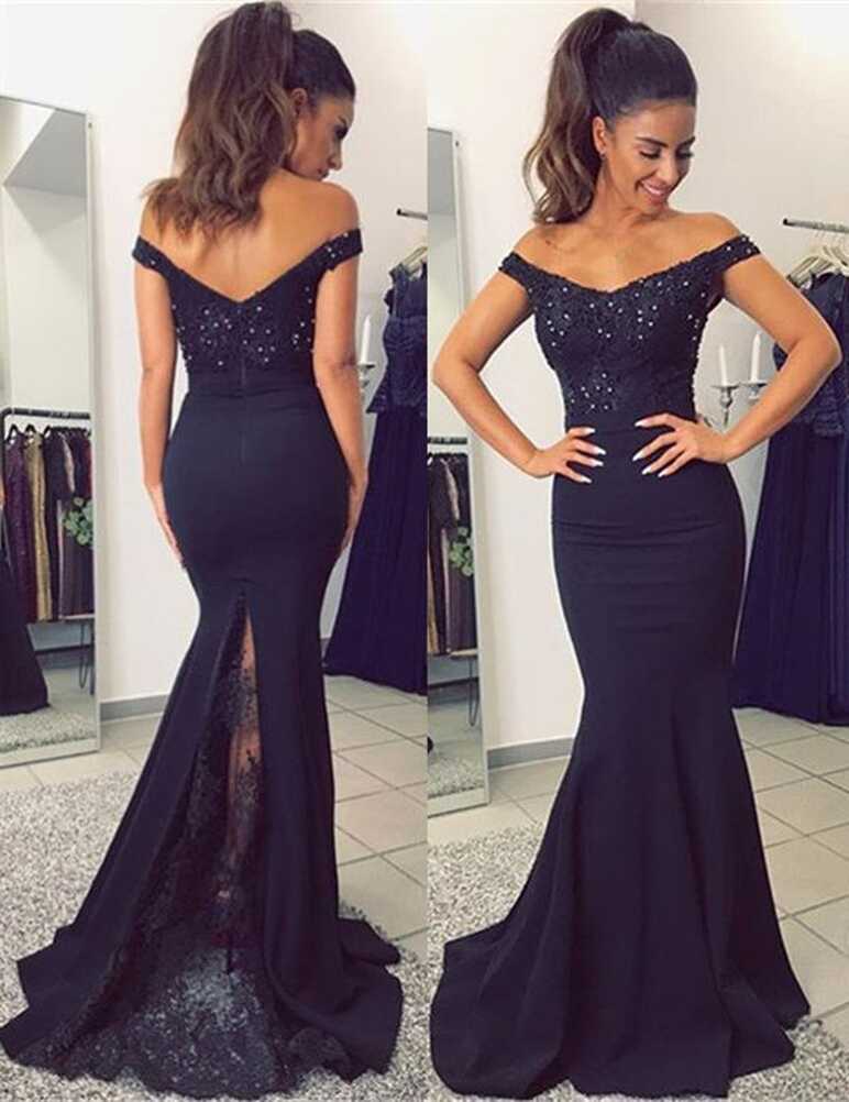 wedding guest dress 2021 black lace bridesmaid dresses long ...