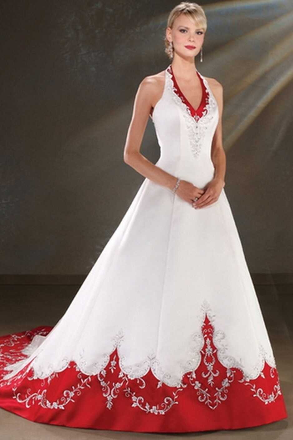 white-wedding-dress-with-red-accents - Verducci Event Productions