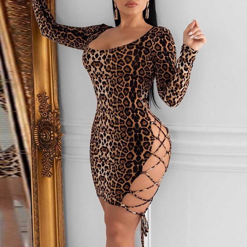 womens plus size dresses Women Sexy Leopard Print Club Night ...