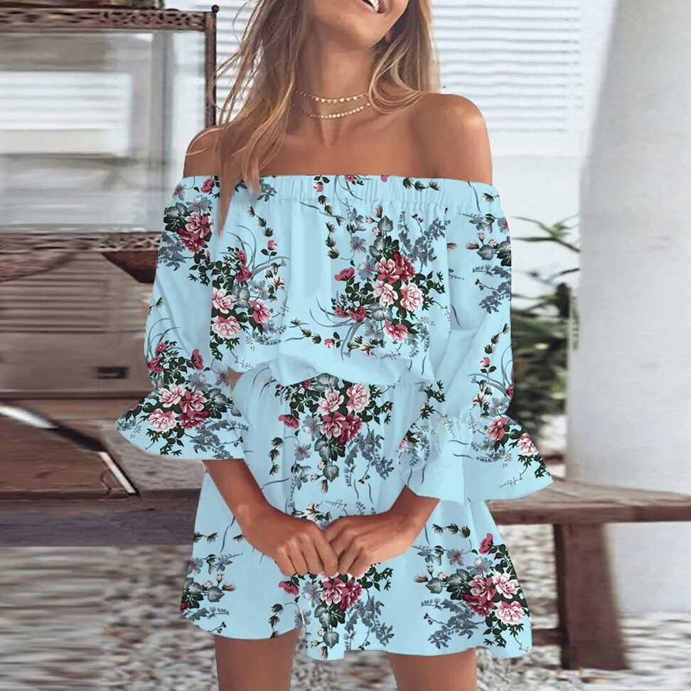 yinguo dresses for women sleeveless summer off shoulder floral ...