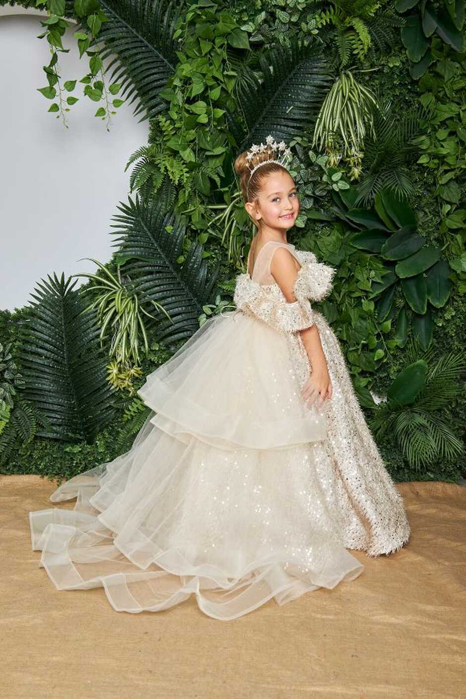 zühre balaban cream sequin wedding dress female child evening ...